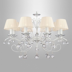 Подвесная люстра Eurosvet Эстель 10058/8 белый с золотом/прозрачный хрусталь Strotskis