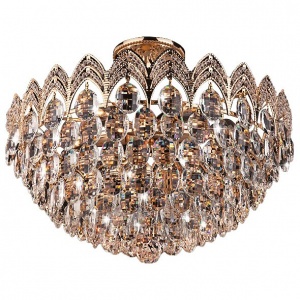 Люстра на штанге Eurosvet Malvina 3649/6 золото/прозрачный хрусталь  Strotskis