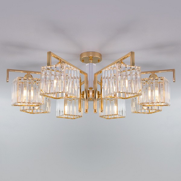 Люстра на штанге Eurosvet April 10117/8 золото/прозрачный хрусталь Strotskis