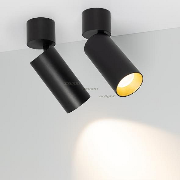 Светильник на штанге Arlight SP-POLO-SURFACE-FLAP-R65-8W Warm3000 (BK-GD, 40 deg) 027532