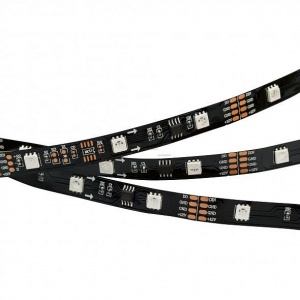 Лента светодиодная [5 м] Arlight SPI-5000-5060-30 12V Cx3 RGB-Auto (Black 10mm, 6.5W/m, IP20) 024599(1)