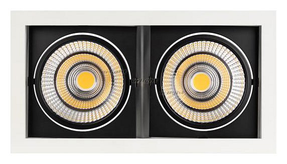 Встраиваемый светильник Arlight CL-KARDAN-S283x152-2x25W Warm3000 (WH-BK, 30 deg) 028861