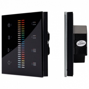 Панель-регулятора цвета RGBW сенсорная встраиваемая Arlight Sens SR-2830C-AC-RF-IN Black (220V, RGB+CCT, 4зоны)