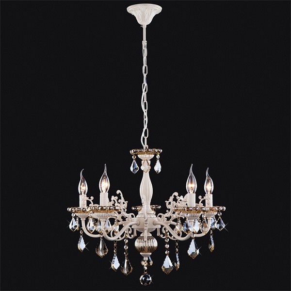 Подвесная люстра Eurosvet Elisha 3281/5 белый с золотом/тонированный хрусталь Strotskis